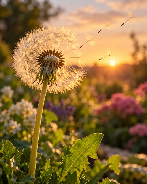 Dandelion Seed Head · Garden Golden Hour