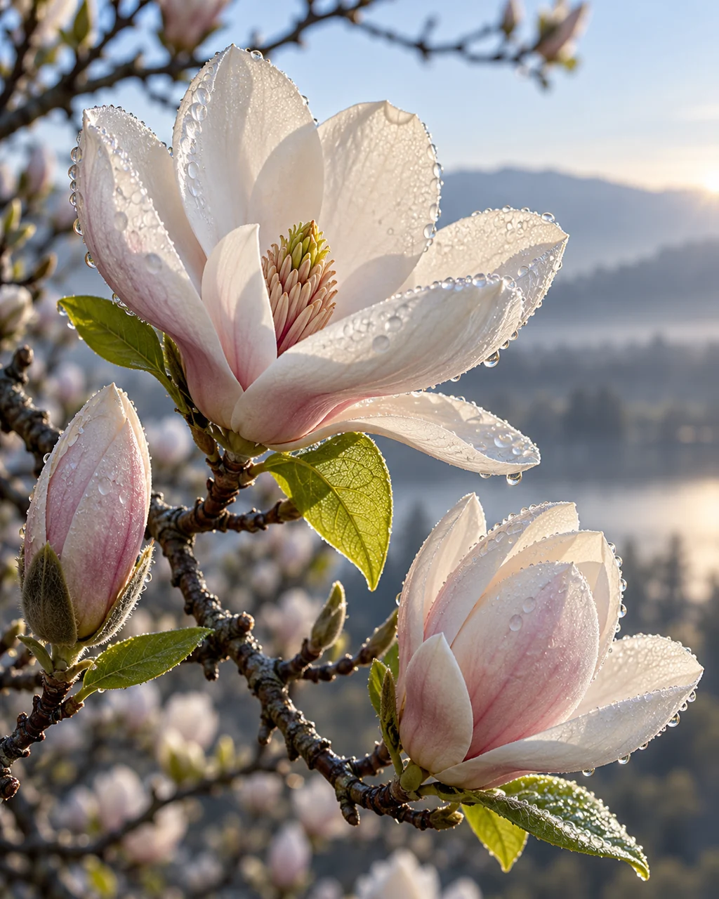 Magnolia Branch · Morning Dew Macro