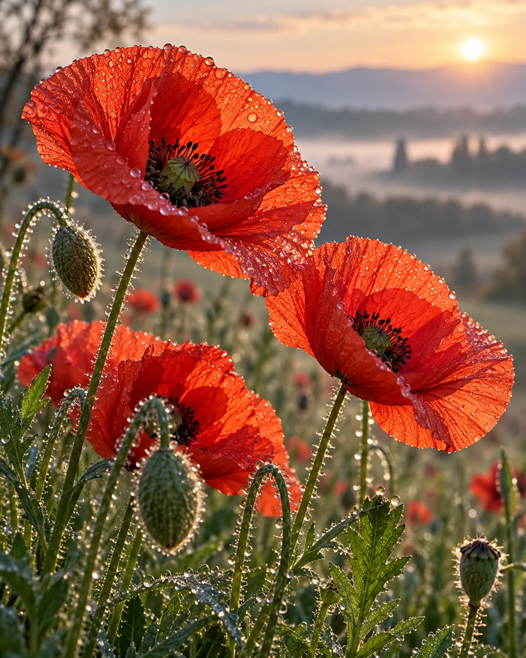 Wild Poppies · Morning Dew Macro