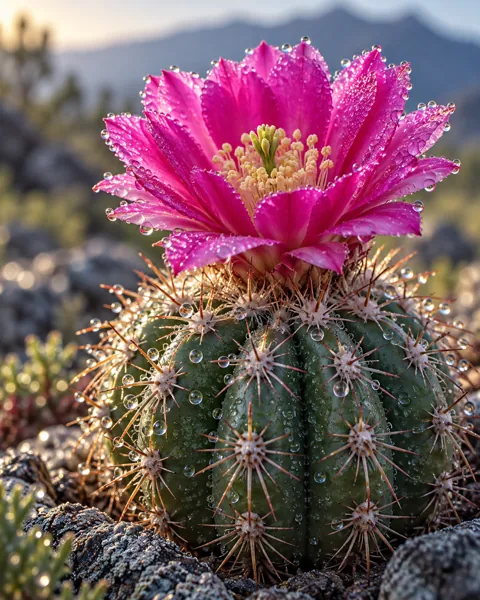 Blooming Cactus · Morning Dew Macro
