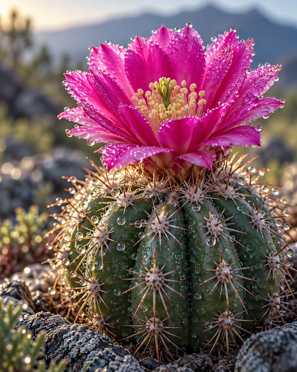Blooming Cactus · Morning Dew Macro