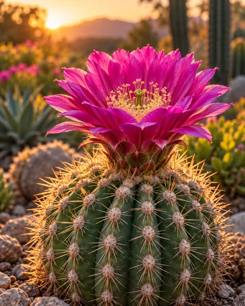 Blooming Cactus · Garden Golden Hour