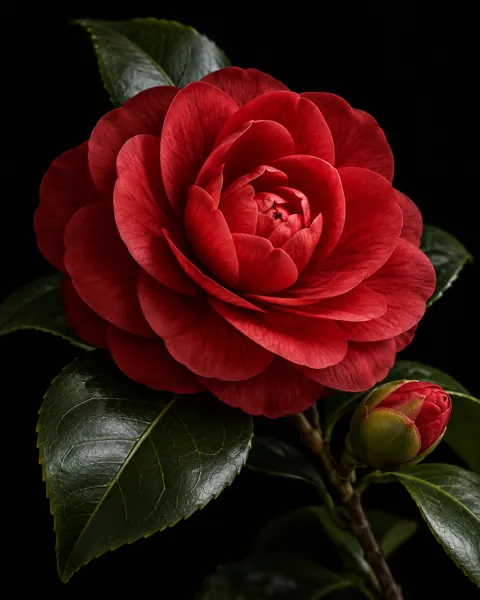 Red Camellia · Dark Still Life