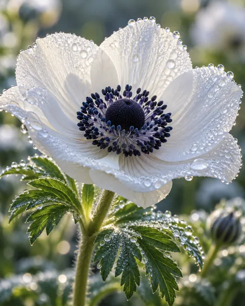 White Anemone · Morning Dew Macro