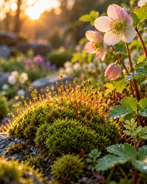 Velvet Moss Cushion · Garden Golden Hour