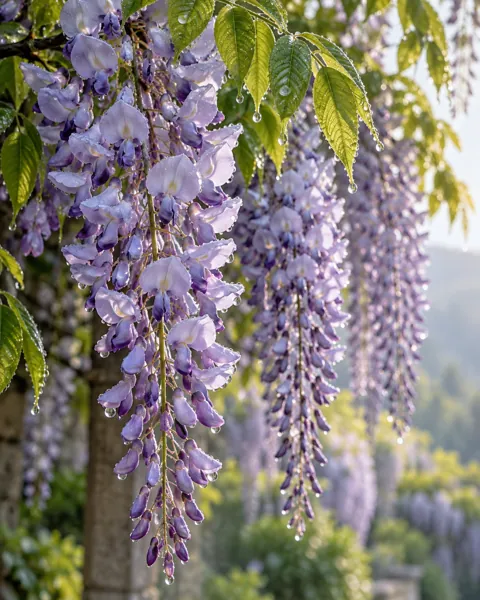 Wisteria Cascade · Morning Dew Macro