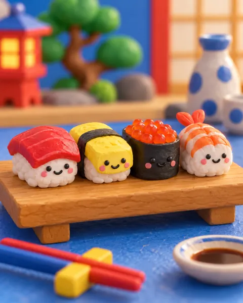 Smiling Sushi Friends · Primary Toy Colors