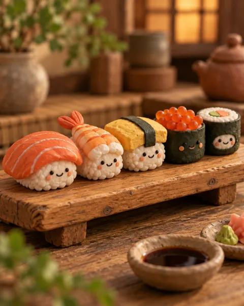Smiling Sushi Friends · Earthy Terracotta