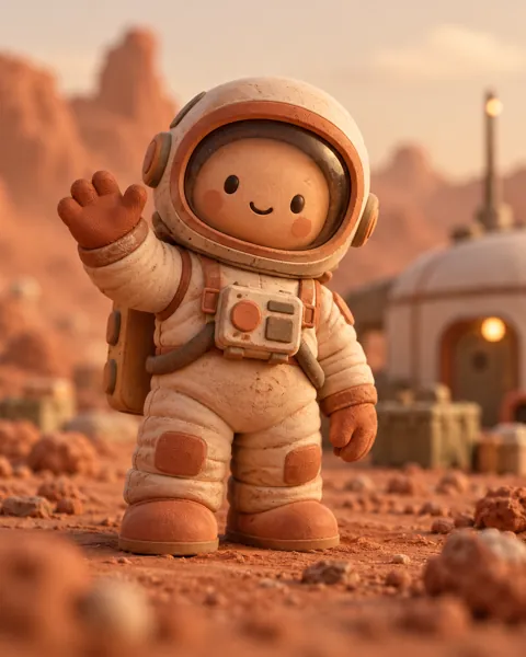 Tiny Astronaut Toy · Earthy Terracotta