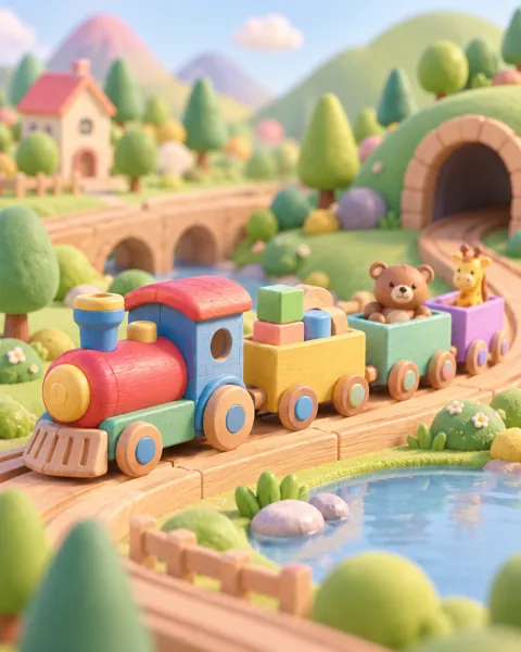 Wooden Toy Train · Candy Pastels