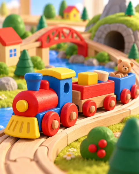Wooden Toy Train · Primary Toy Colors