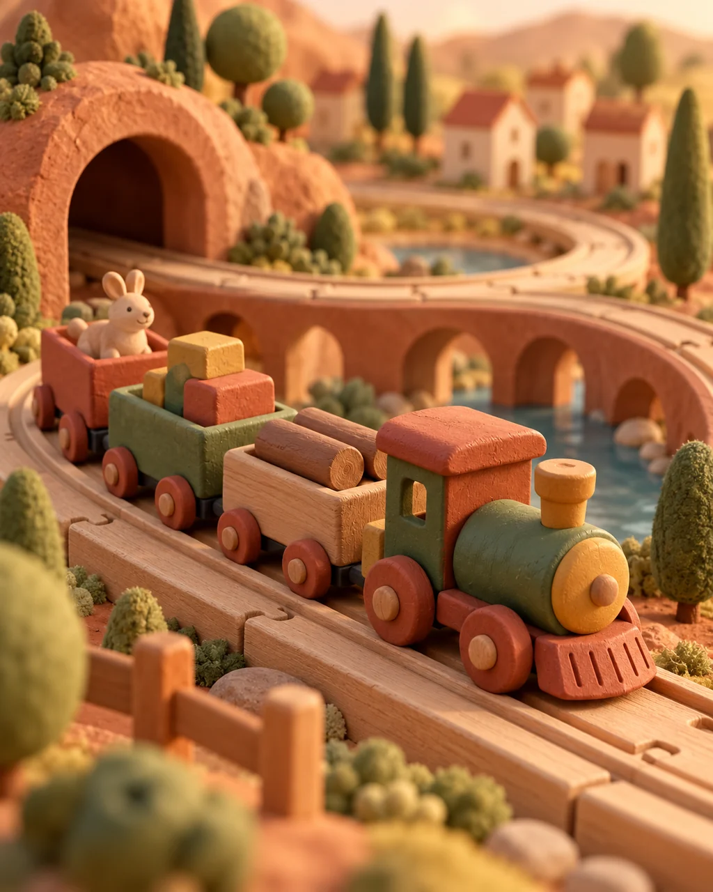 Wooden Toy Train · Earthy Terracotta