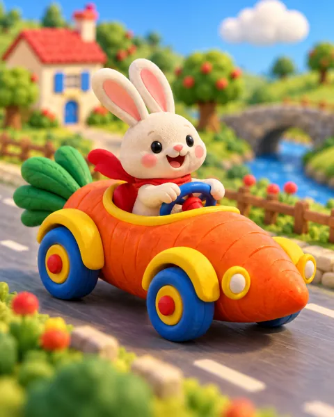 Bunny in a Carrot Car · Primary Toy Colors