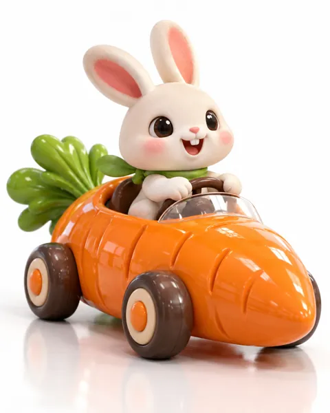 Bunny in a Carrot Car · Glossy Vinyl Studio
