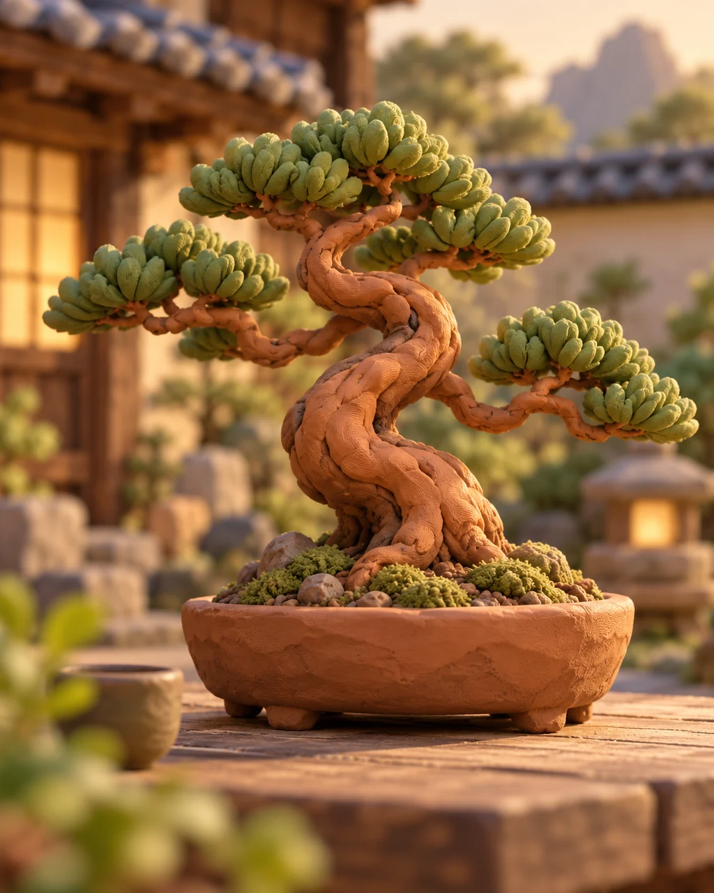 Clay Bonsai Tree · Earthy Terracotta