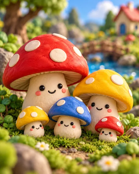 Plasticine Mushroom Family · Primary Toy Colors