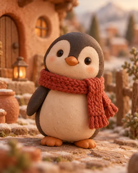 Penguin in a Scarf · Earthy Terracotta