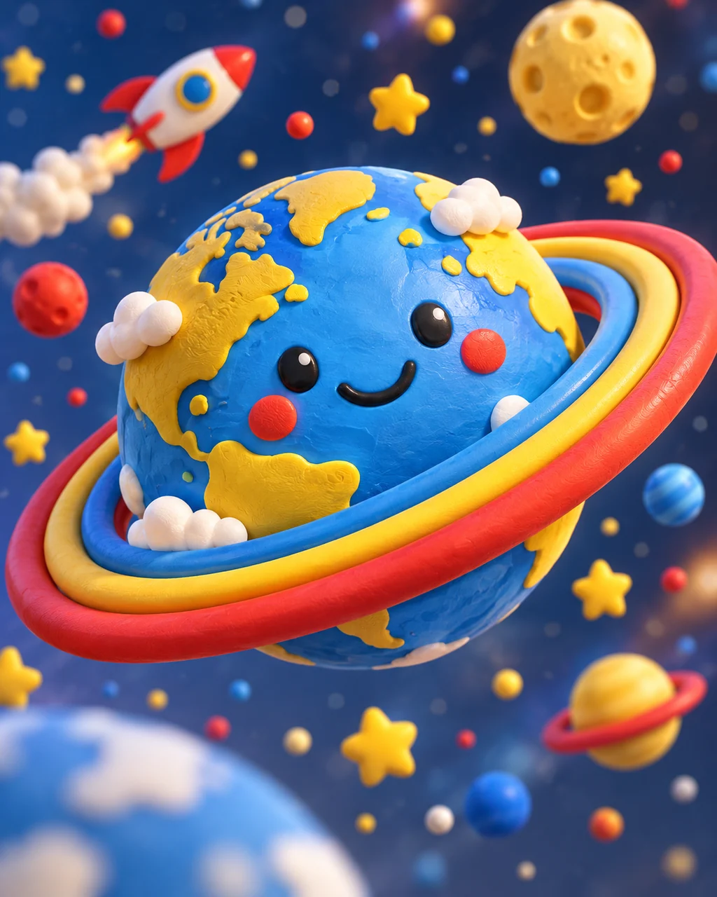 Kawaii Ringed Planet · Primary Toy Colors