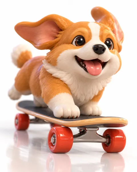 Skateboarding Corgi · Glossy Vinyl Studio