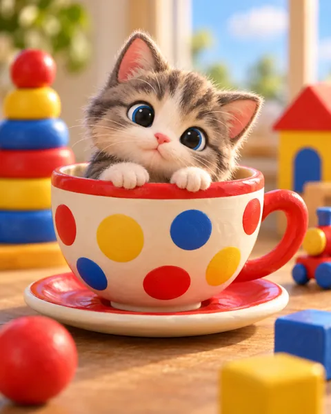 Cat in a Teacup · Primary Toy Colors