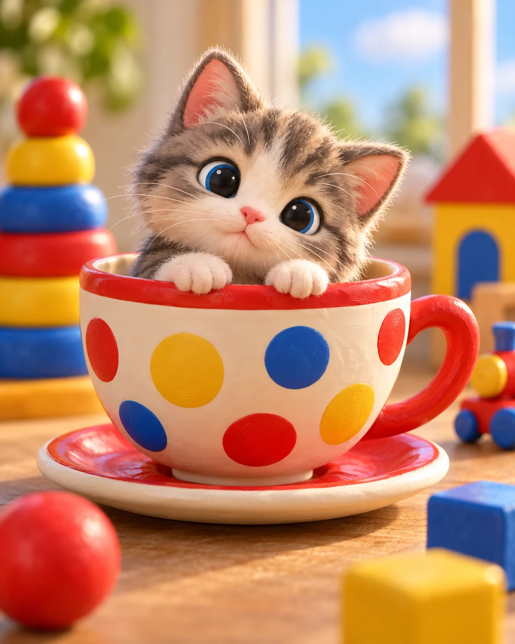 Cat in a Teacup · Primary Toy Colors