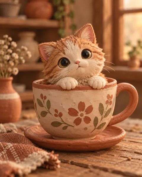 Cat in a Teacup · Earthy Terracotta