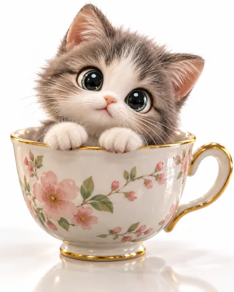 Cat in a Teacup · Glossy Vinyl Studio