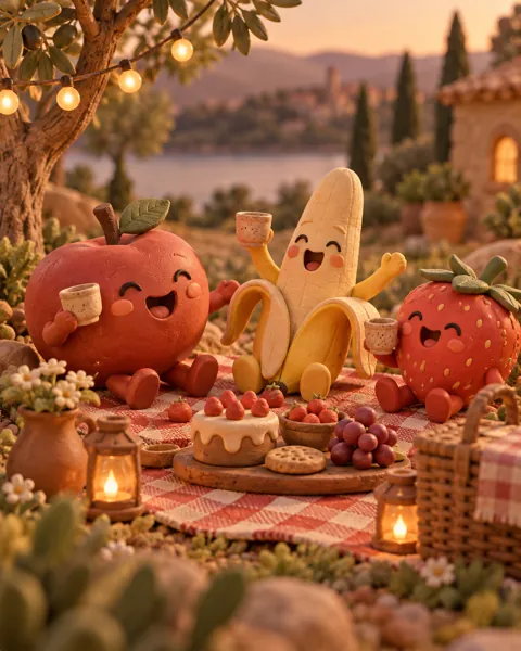 Fruit Family Picnic · Earthy Terracotta