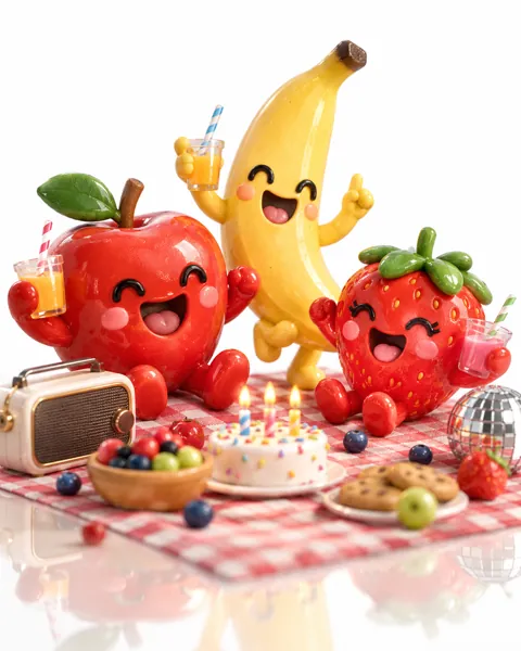 Fruit Family Picnic · Glossy Vinyl Studio
