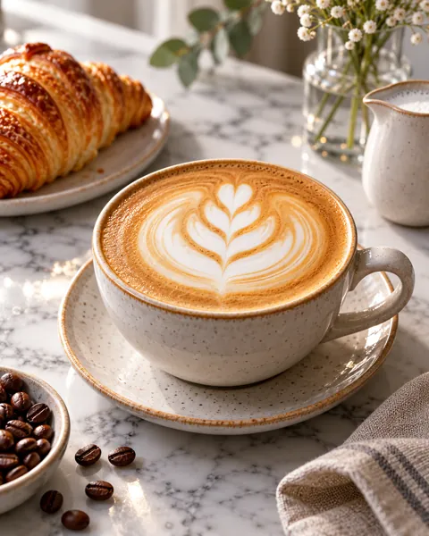 Tulip Latte Art · Minimal Marble Counter