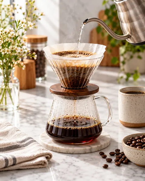 Pour-over Coffee Setup · Minimal Marble Counter