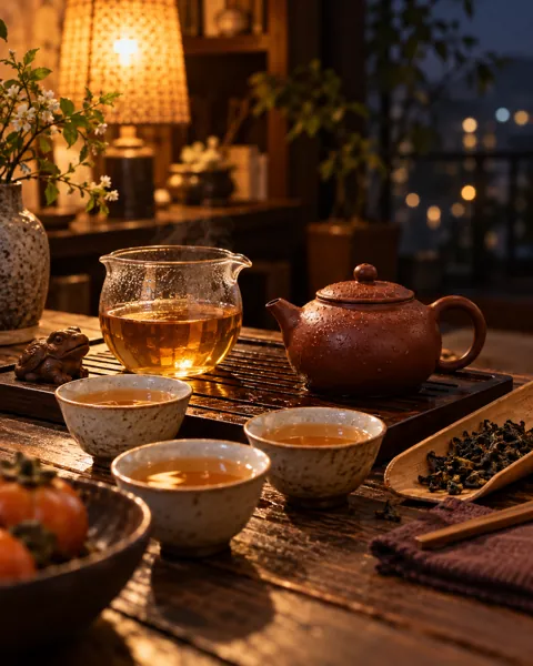 Gongfu Tea Service · Warm Evening Lamplight