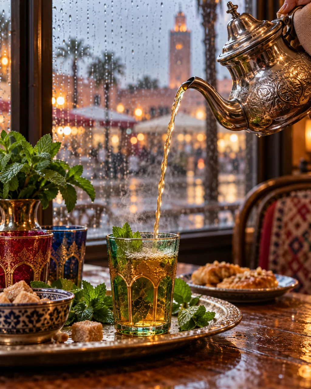Moroccan Mint Tea · Rainy Cafe Window
