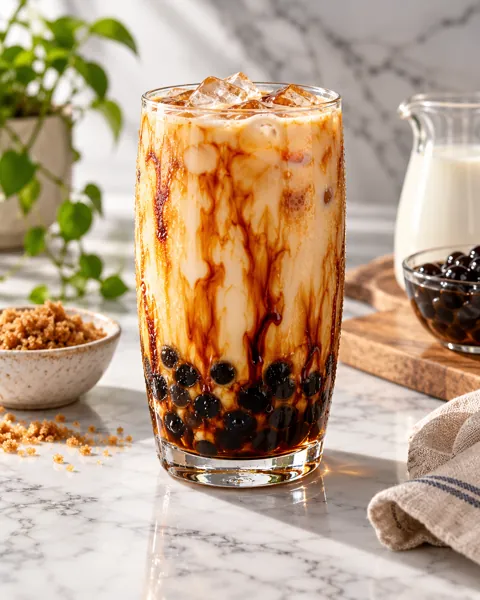 Brown Sugar Boba Tea · Minimal Marble Counter