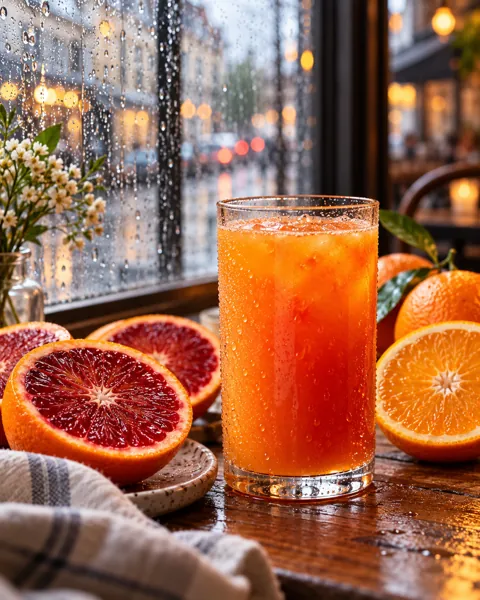 Fresh Orange Juice · Rainy Cafe Window