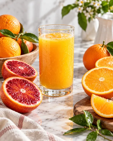 Fresh Orange Juice · Minimal Marble Counter