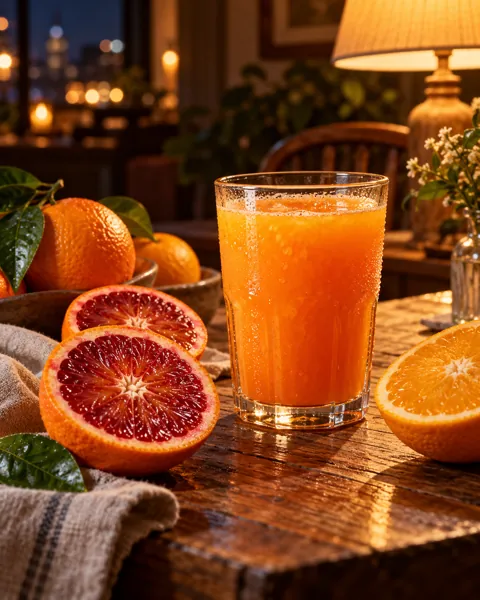 Fresh Orange Juice · Warm Evening Lamplight