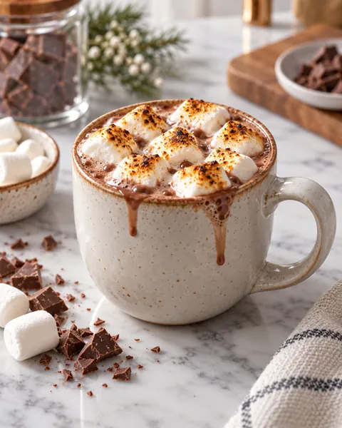 Marshmallow Hot Cocoa · Minimal Marble Counter