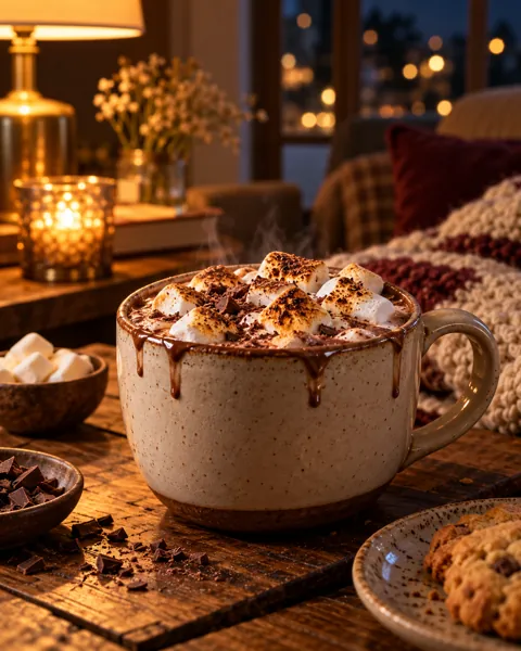 Marshmallow Hot Cocoa · Warm Evening Lamplight