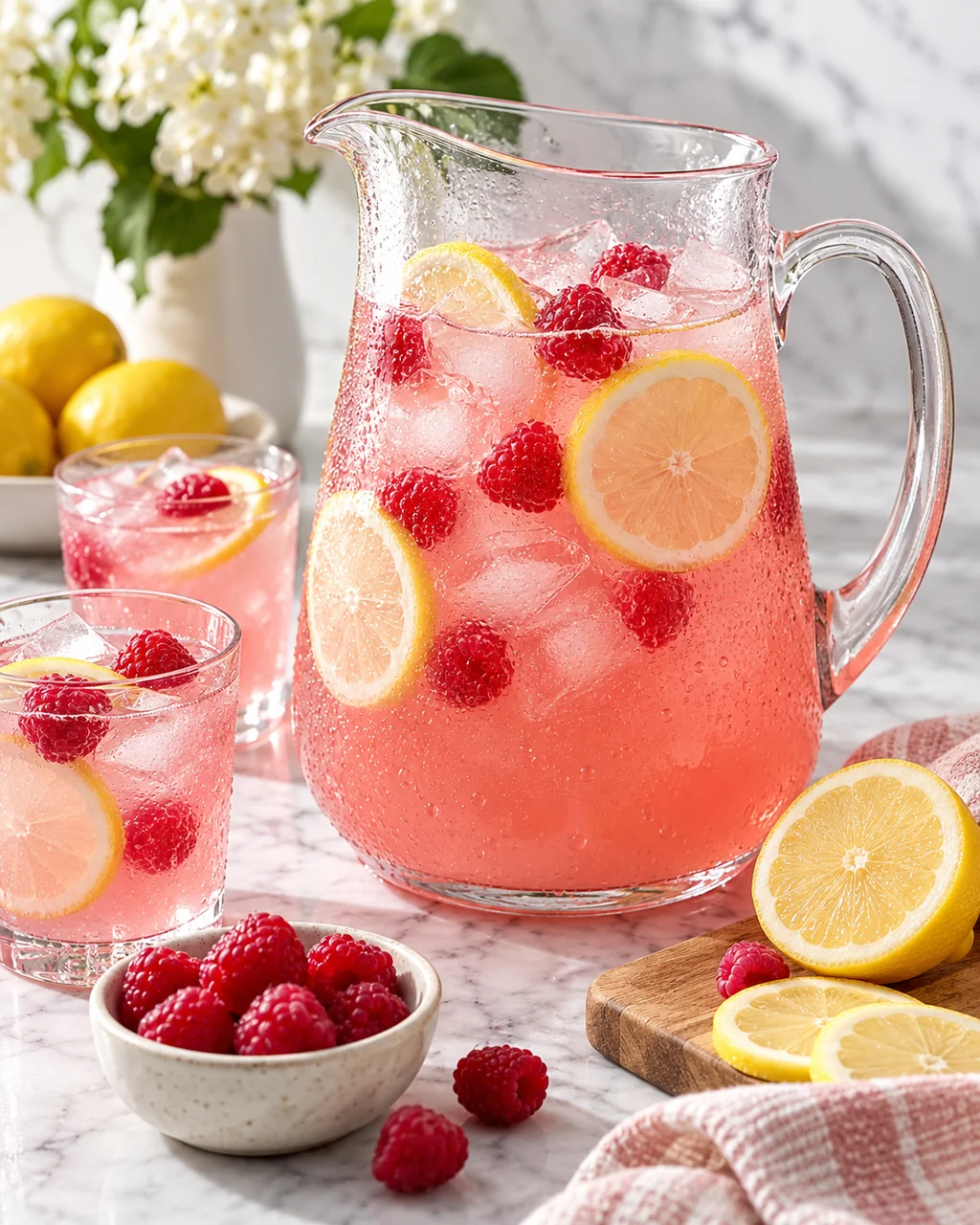 Pink Lemonade Pitcher · Minimal Marble Counter