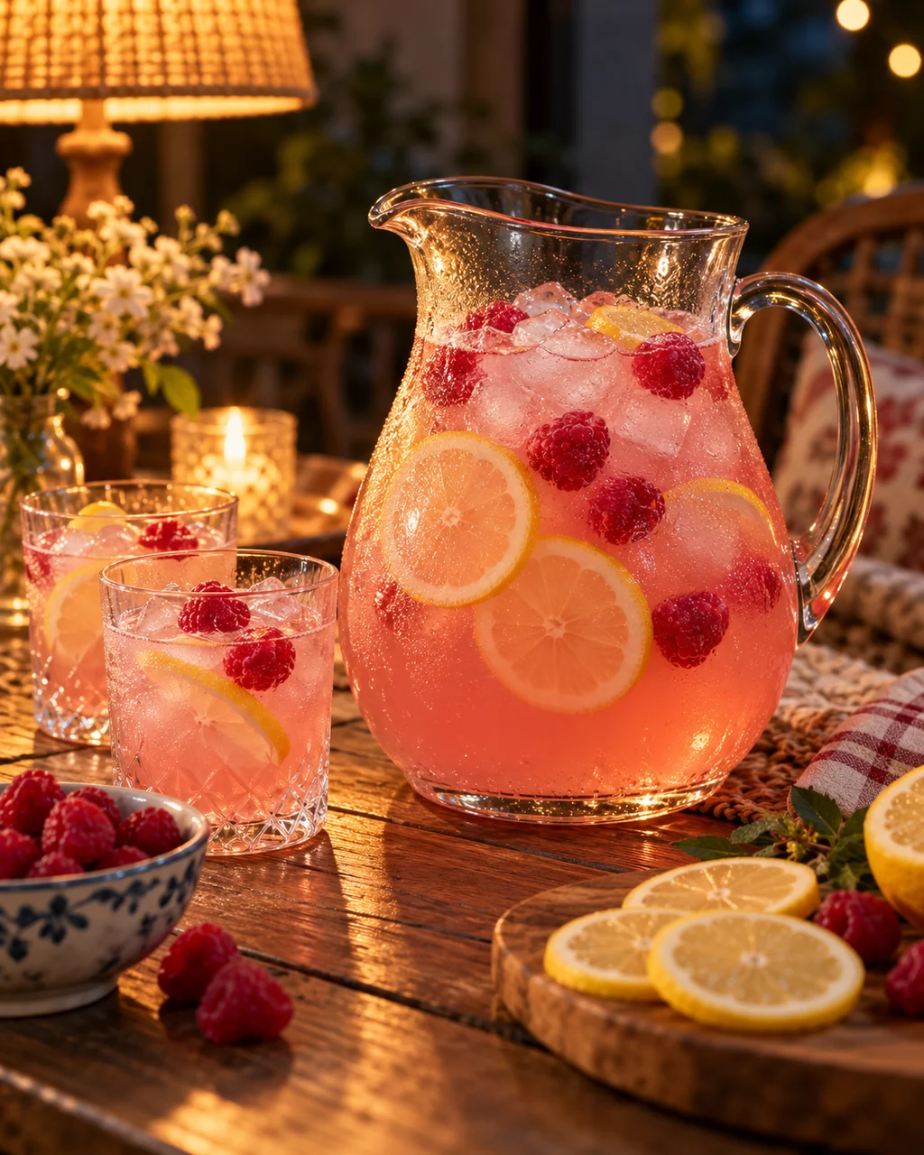 Pink Lemonade Pitcher · Warm Evening Lamplight