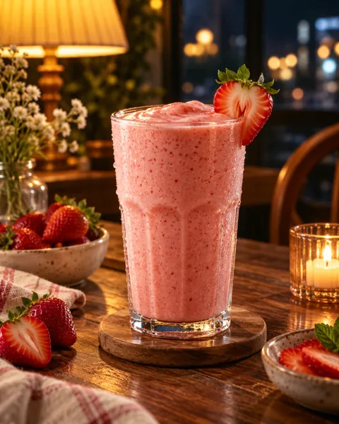 Strawberry Smoothie · Warm Evening Lamplight