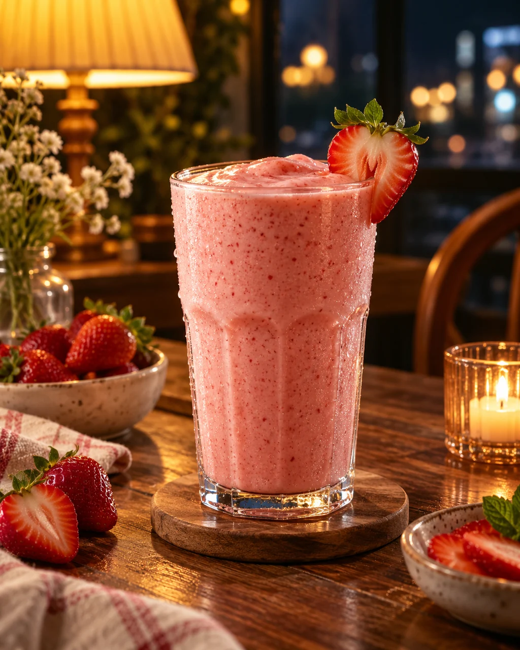 Strawberry Smoothie · Warm Evening Lamplight