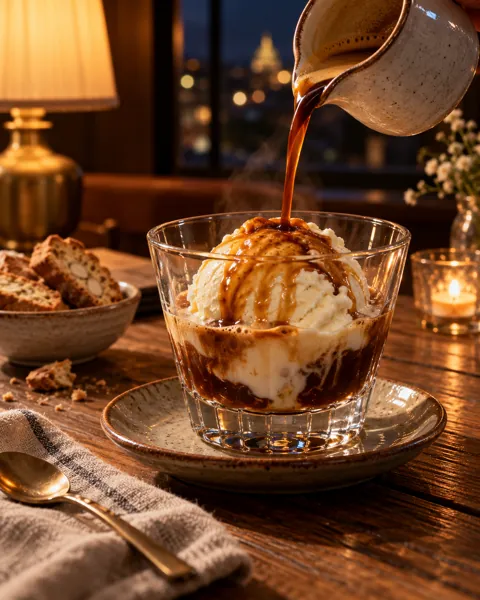 Espresso Affogato · Warm Evening Lamplight