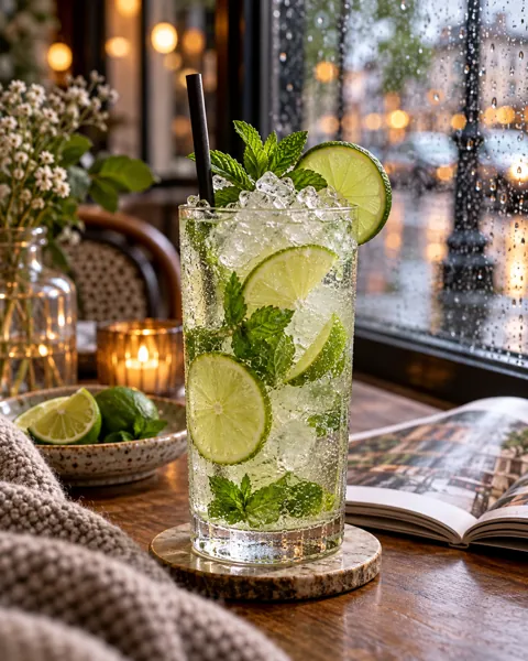 Mint Lime Spritzer · Rainy Cafe Window