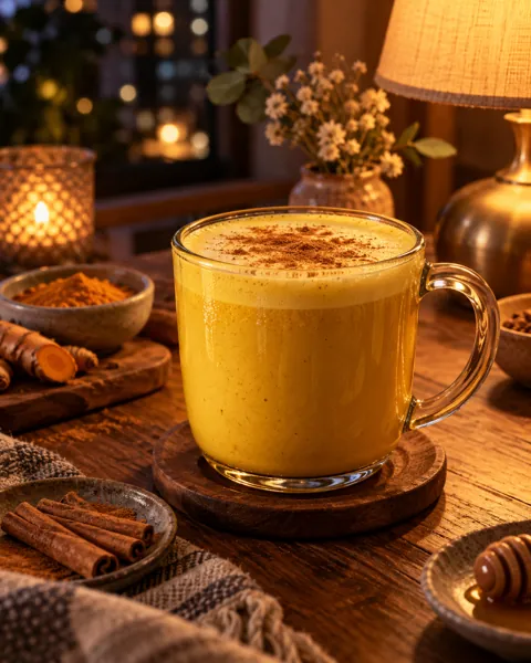Golden Turmeric Latte · Warm Evening Lamplight