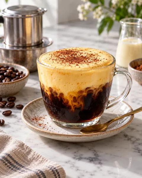 Vietnamese Egg Coffee · Minimal Marble Counter