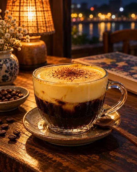 Vietnamese Egg Coffee · Warm Evening Lamplight
