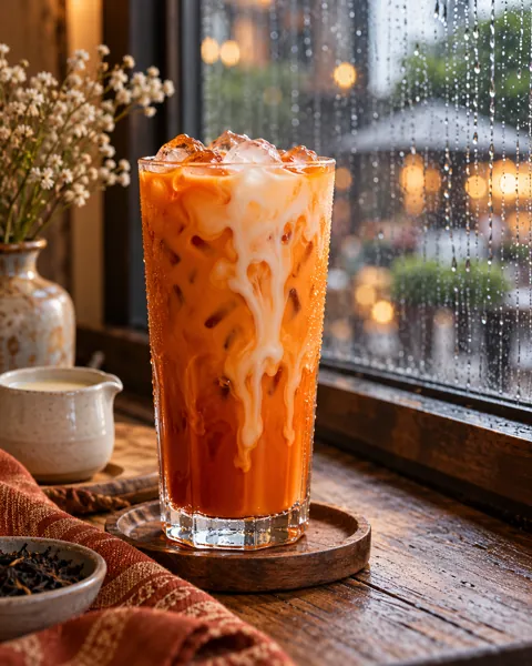 Thai Iced Tea · Rainy Cafe Window