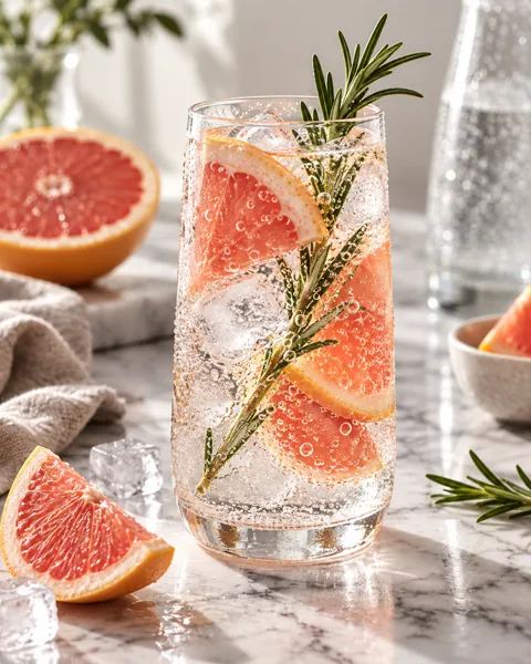 Citrus Sparkling Water · Minimal Marble Counter